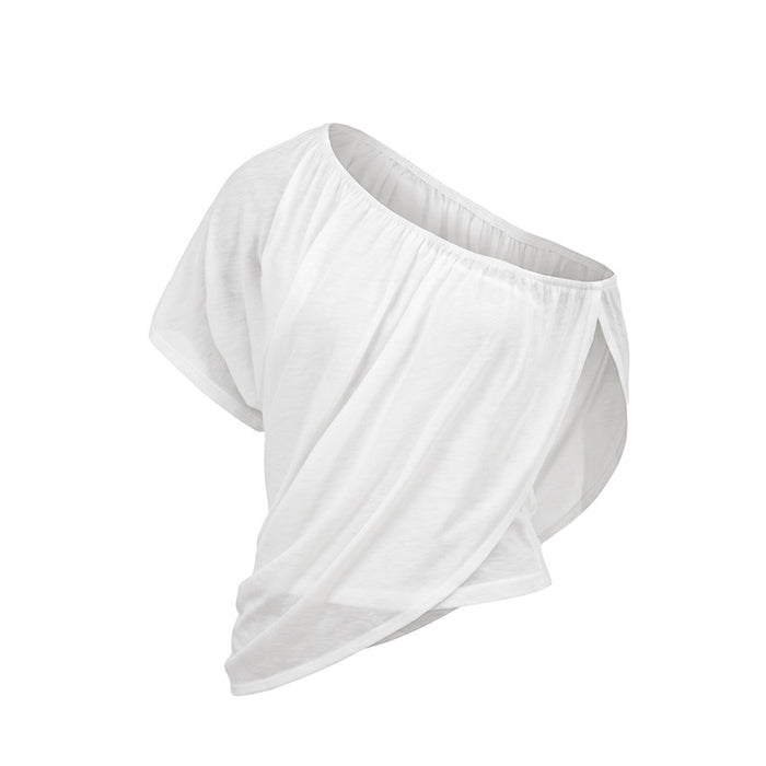 Strobe One Shoulder Solid Top - White