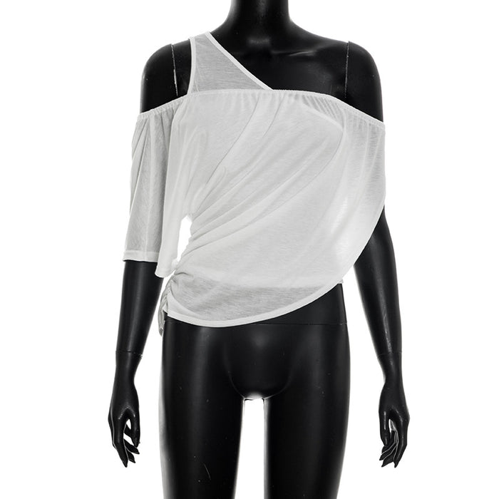 Strobe One Shoulder Solid Top - White