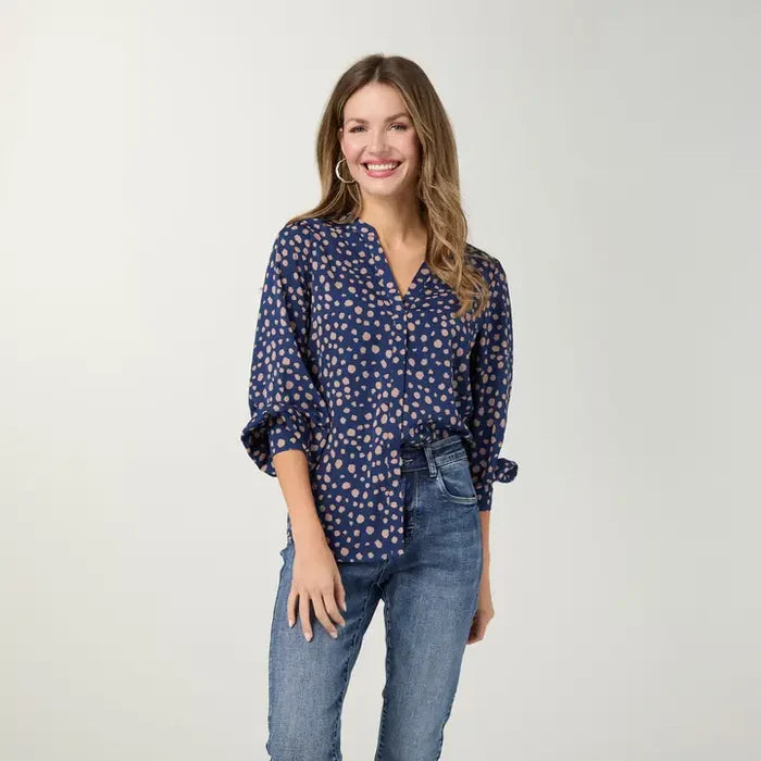 Suki V-Neck Printed Blouse