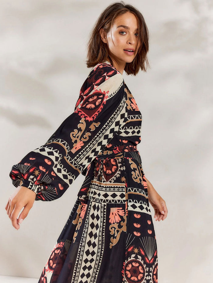 Summum Dress Scarf Print Black