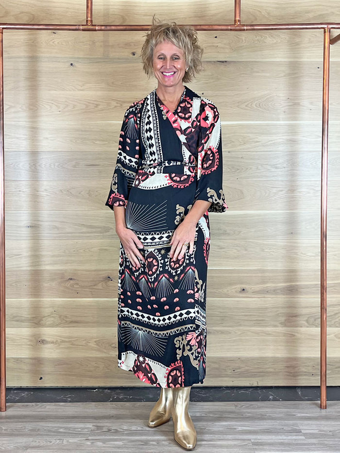 Summum Dress Scarf Print Black