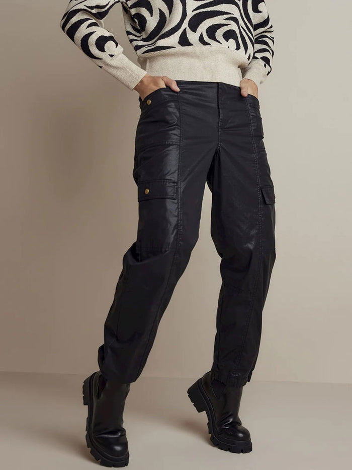 Summum Foil Coated Cargo Trousers Black