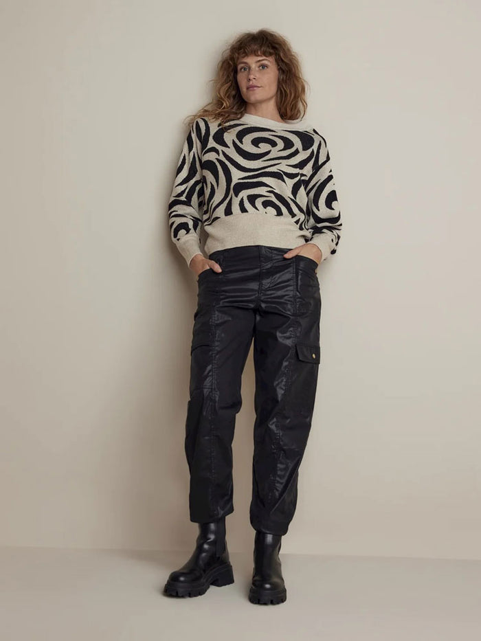 Summum Foil Coated Cargo Trousers Black