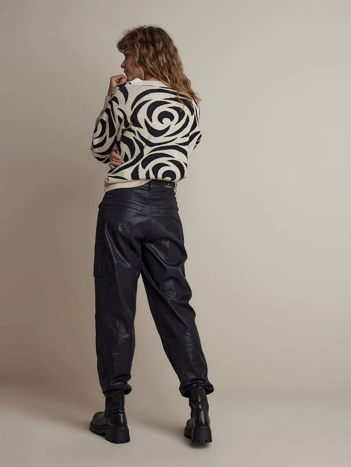 Summum Foil Coated Cargo Trousers Black