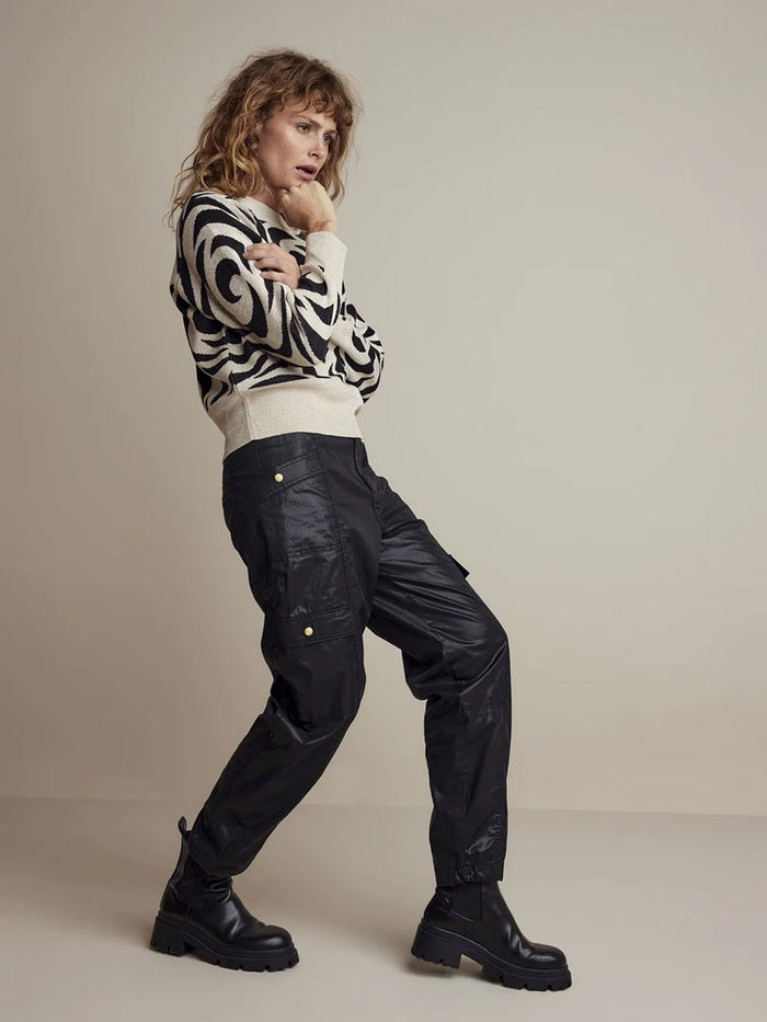 Summum Foil Coated Cargo Trousers Black