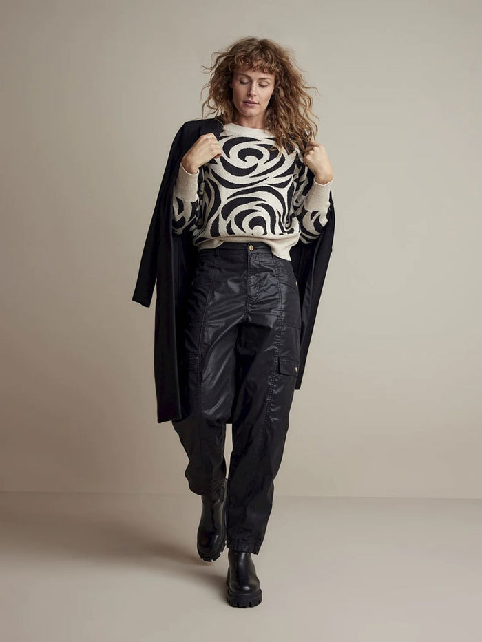 Summum Foil Coated Cargo Trousers Black
