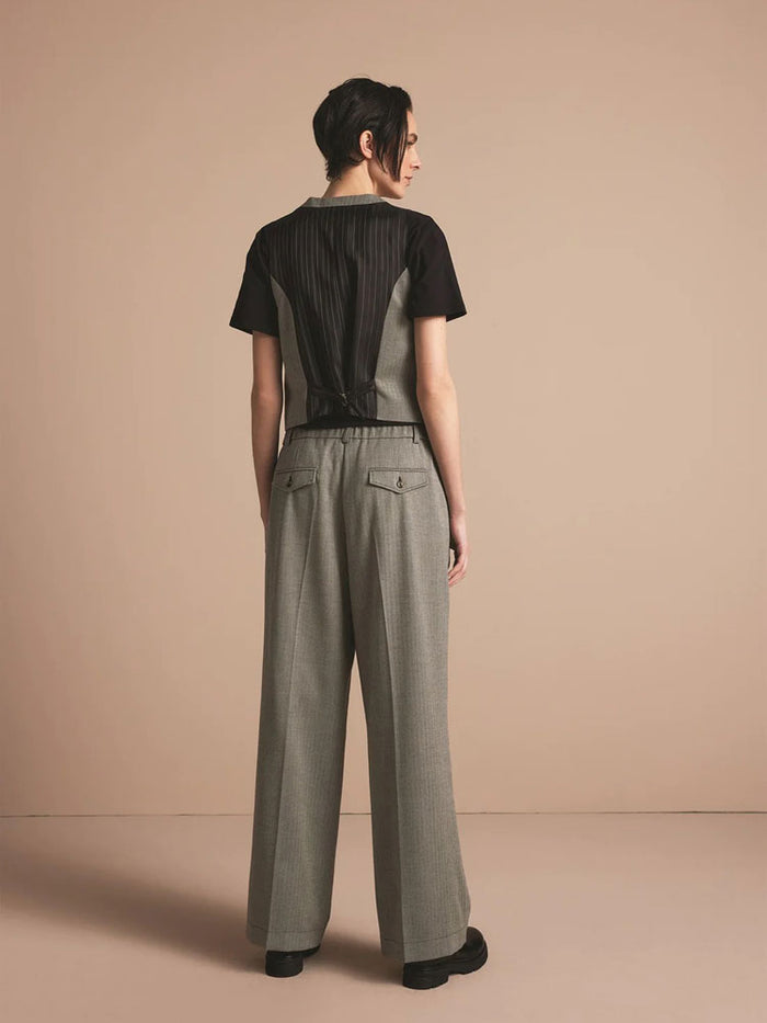 Summum Herringbone Trousers Grey