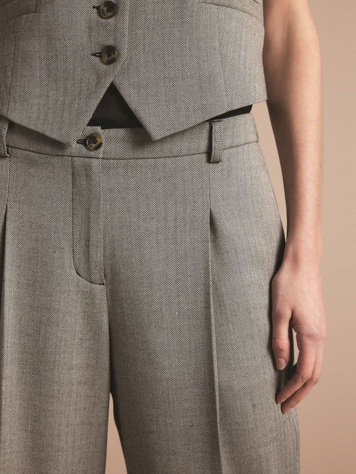Summum Herringbone Trousers Grey