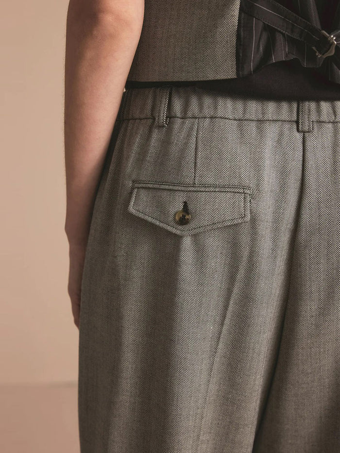 Summum Herringbone Trousers Grey