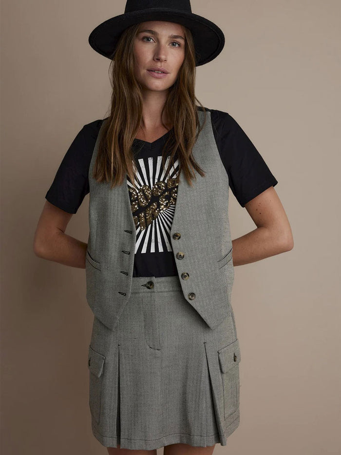 Summum Herringbone Waistcoat Grey