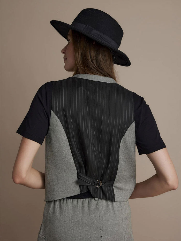 Summum Herringbone Waistcoat Grey