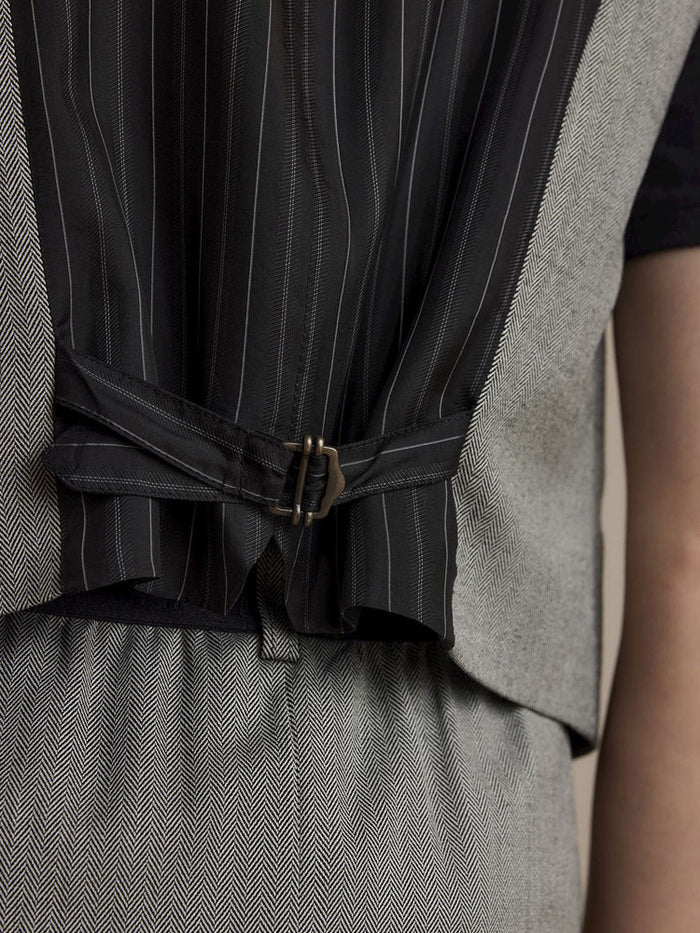 Summum Herringbone Waistcoat Grey