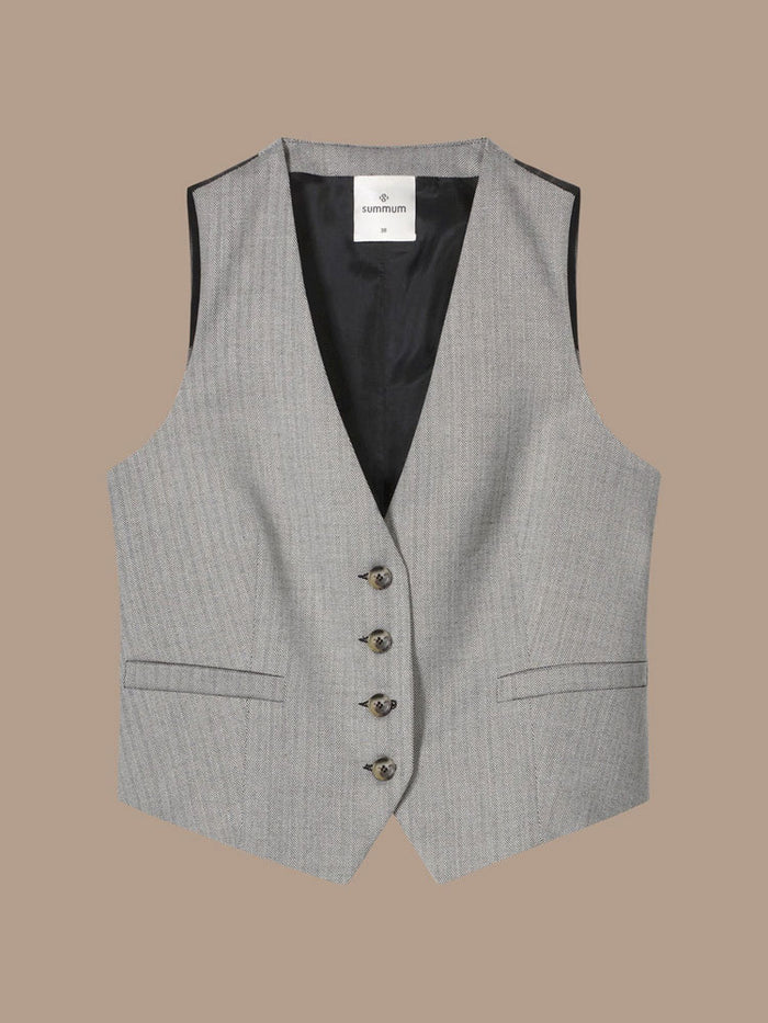Summum Herringbone Waistcoat Grey