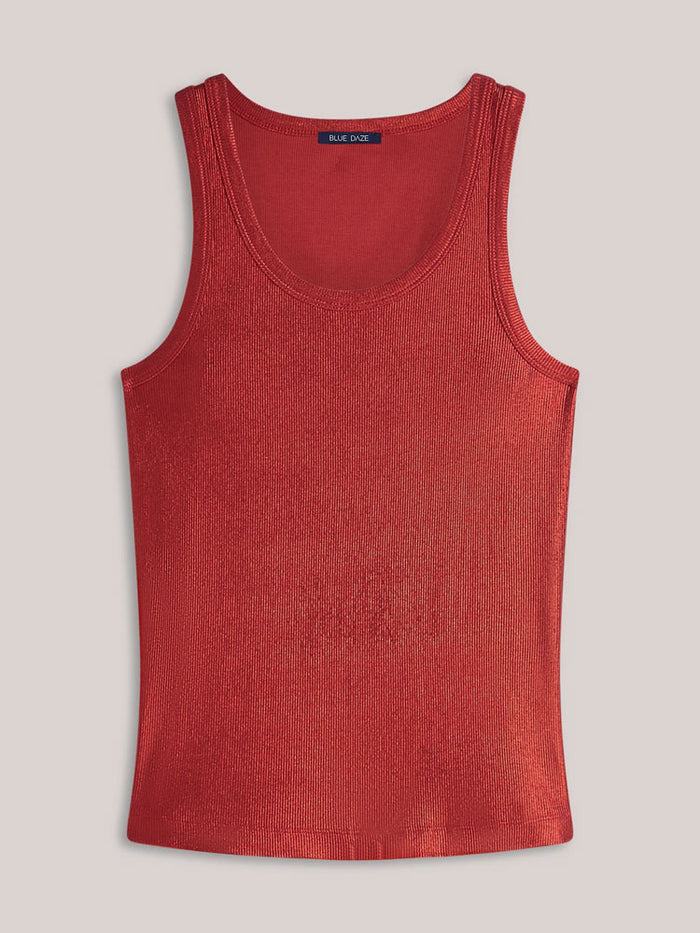Summum Ribbed Tank Top Brick Red