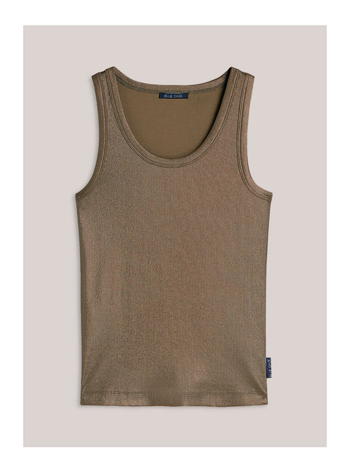 Summum Ribbed Tank Top Dark Clay