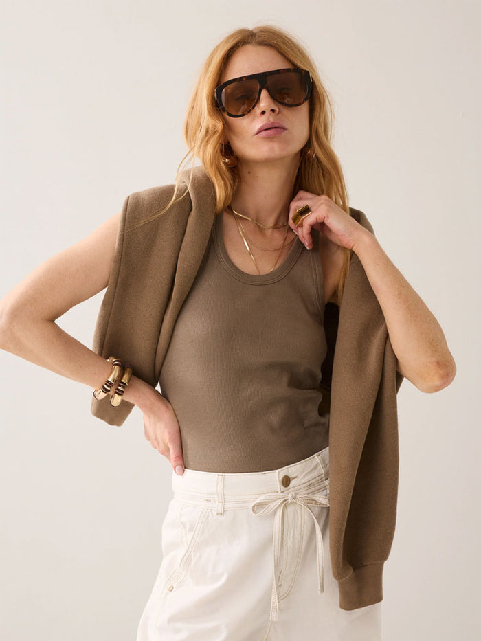 Summum Ribbed Tank Top Dark Clay