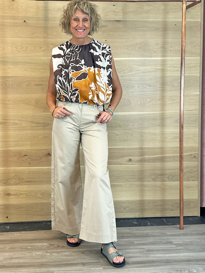 Summum Sleeveless Blouse Border Print Multicolour