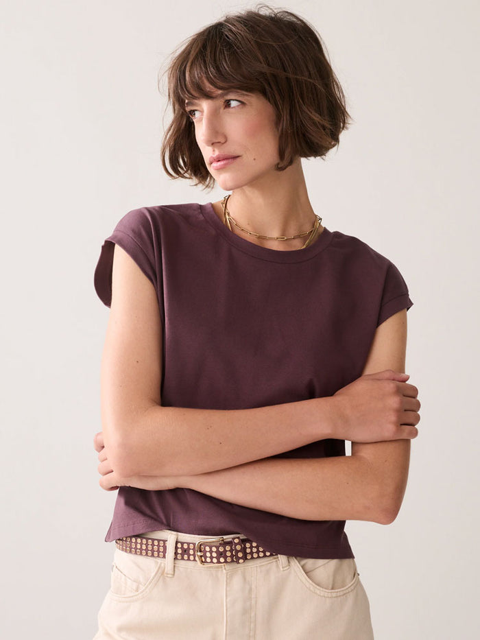 Summum Sleeveless Cotton Top Deep Fig