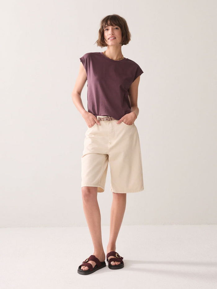 Summum Sleeveless Cotton Top Deep Fig