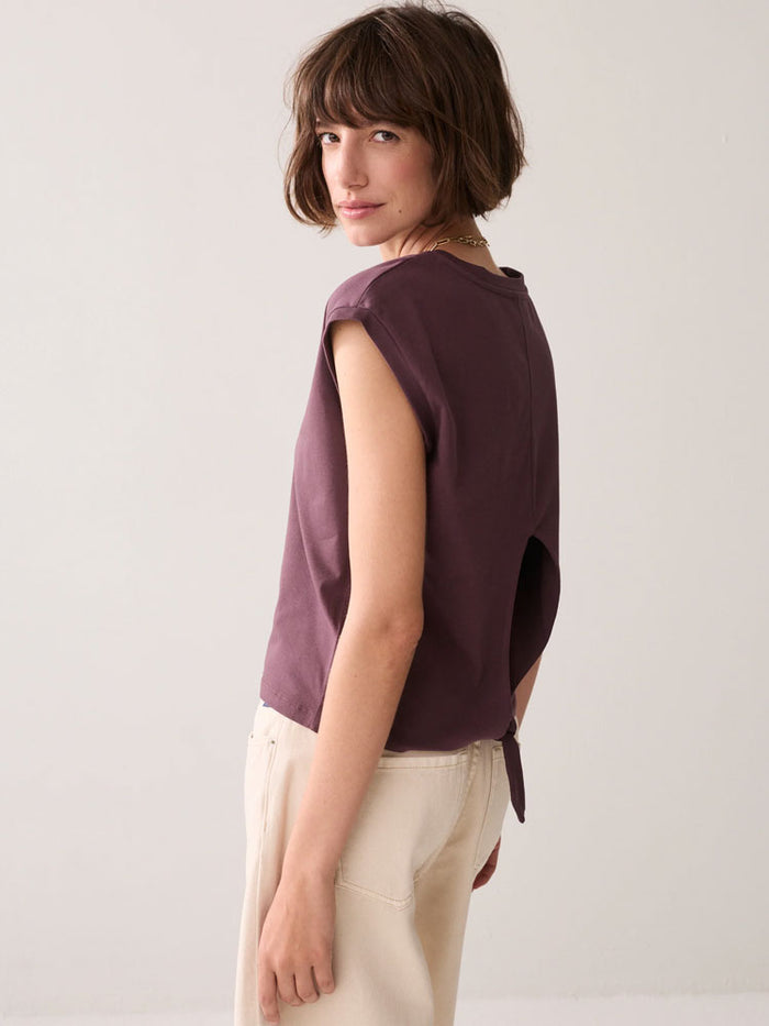 Summum Sleeveless Cotton Top Deep Fig