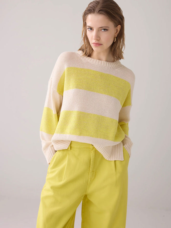 Summum Striped Jumper Ivory & Yellow