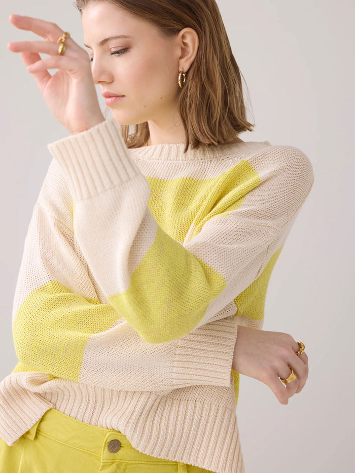 Summum Striped Jumper Ivory & Yellow