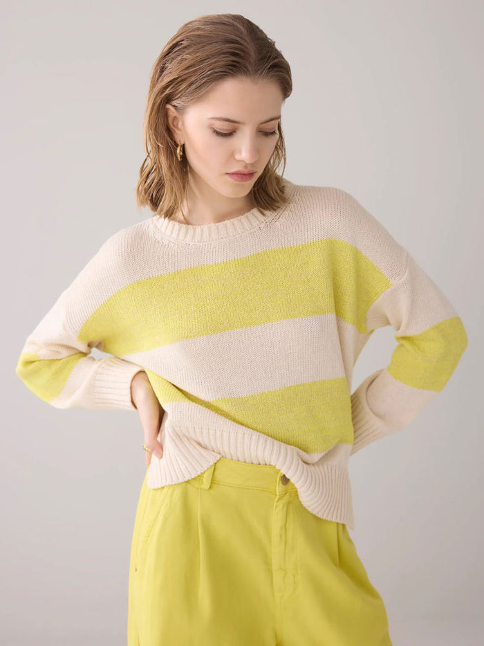 Summum Striped Jumper Ivory & Yellow