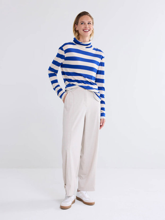 Summum Striped Sheer Turtleneck Top Royal Blue