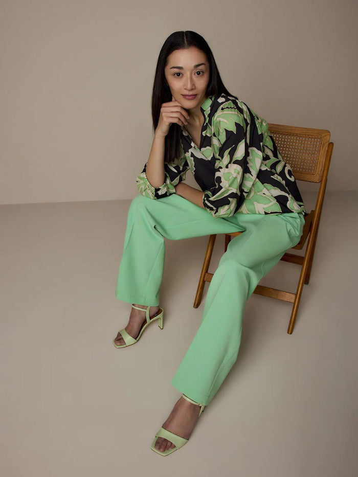 Summum Wide Leg Trousers Soft Emerald