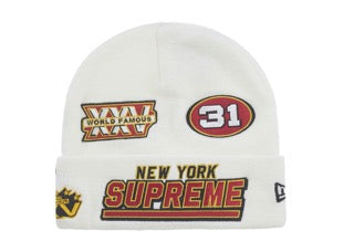 Supreme New Era Football Beanie White