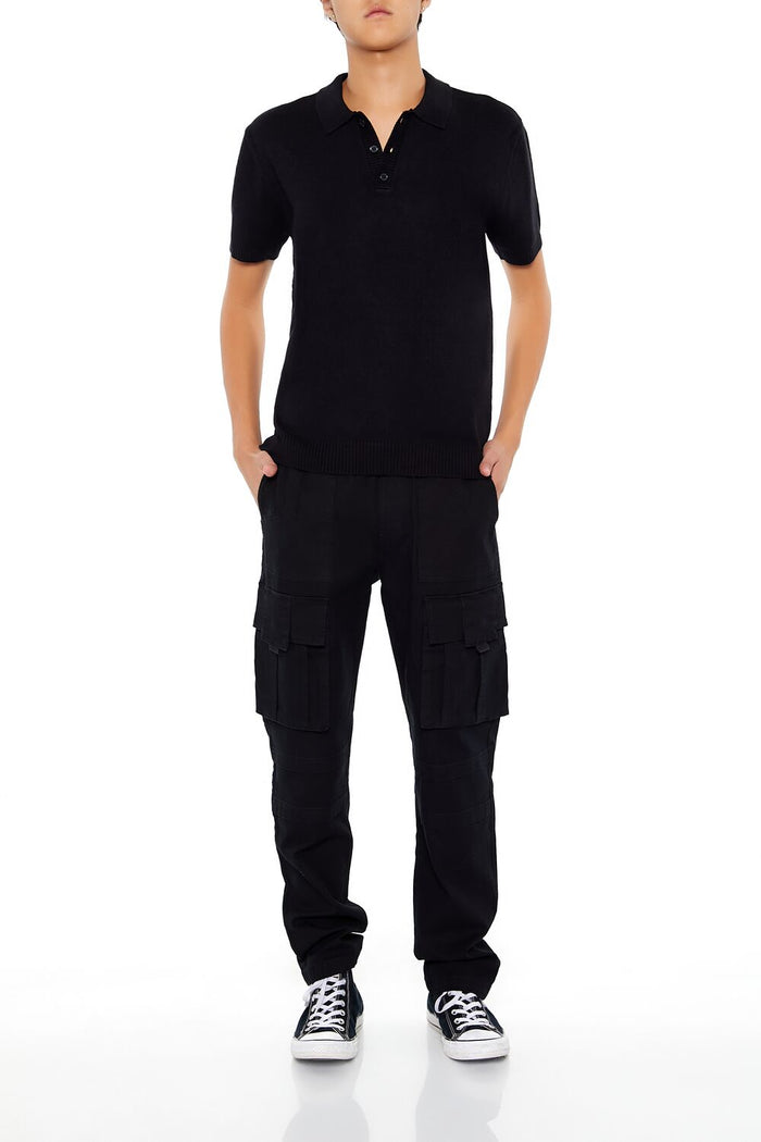 Sweater-Knit Polo Shirt