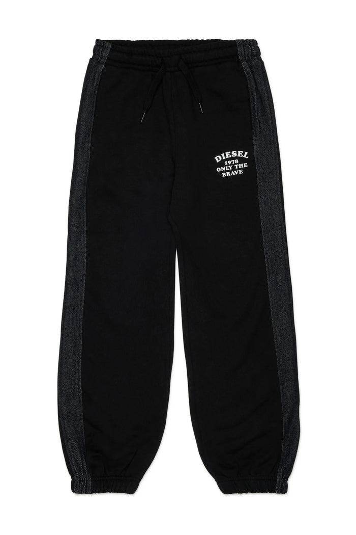 Sweatpants with denim side bands