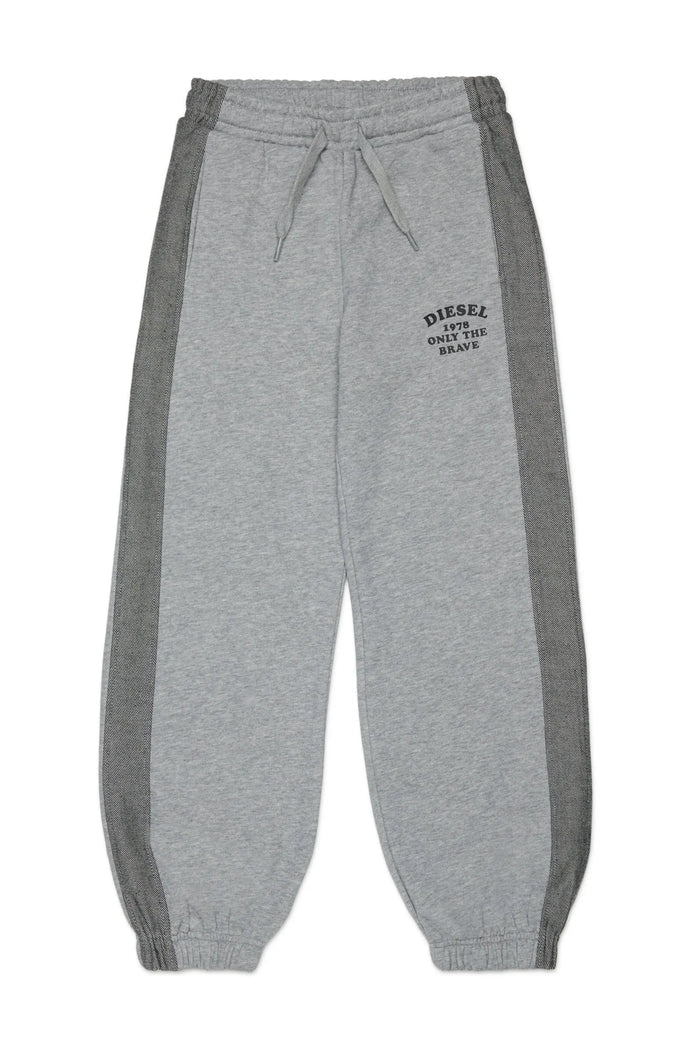 Sweatpants with denim side bands
