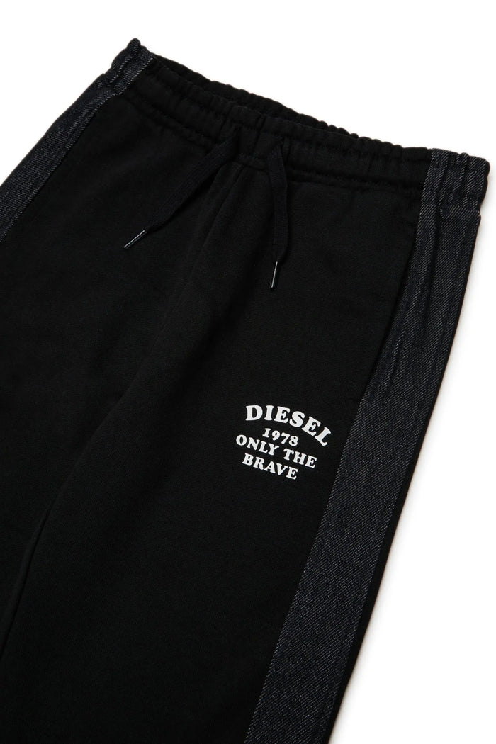 Sweatpants with denim side bands