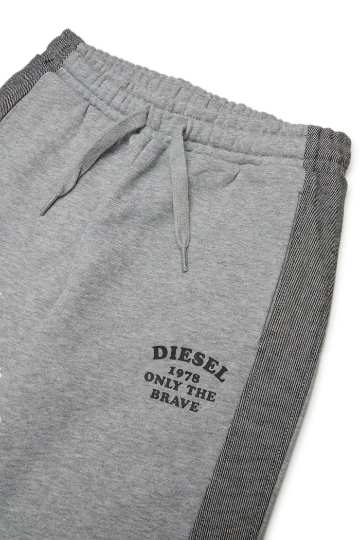 Sweatpants with denim side bands