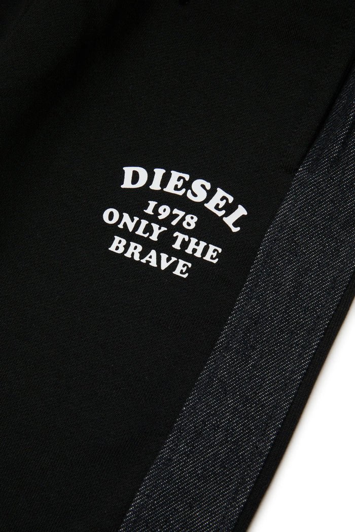Sweatpants with denim side bands