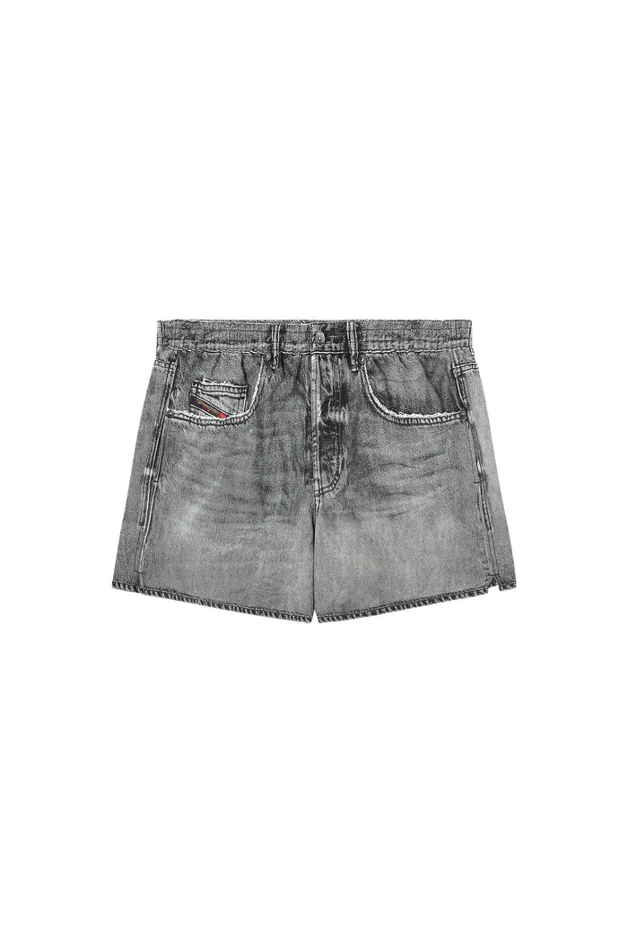 Swim shorts with denim trompe l'oeil print
