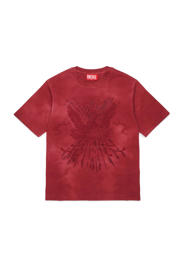 T-shirt with embellished phoenix motif