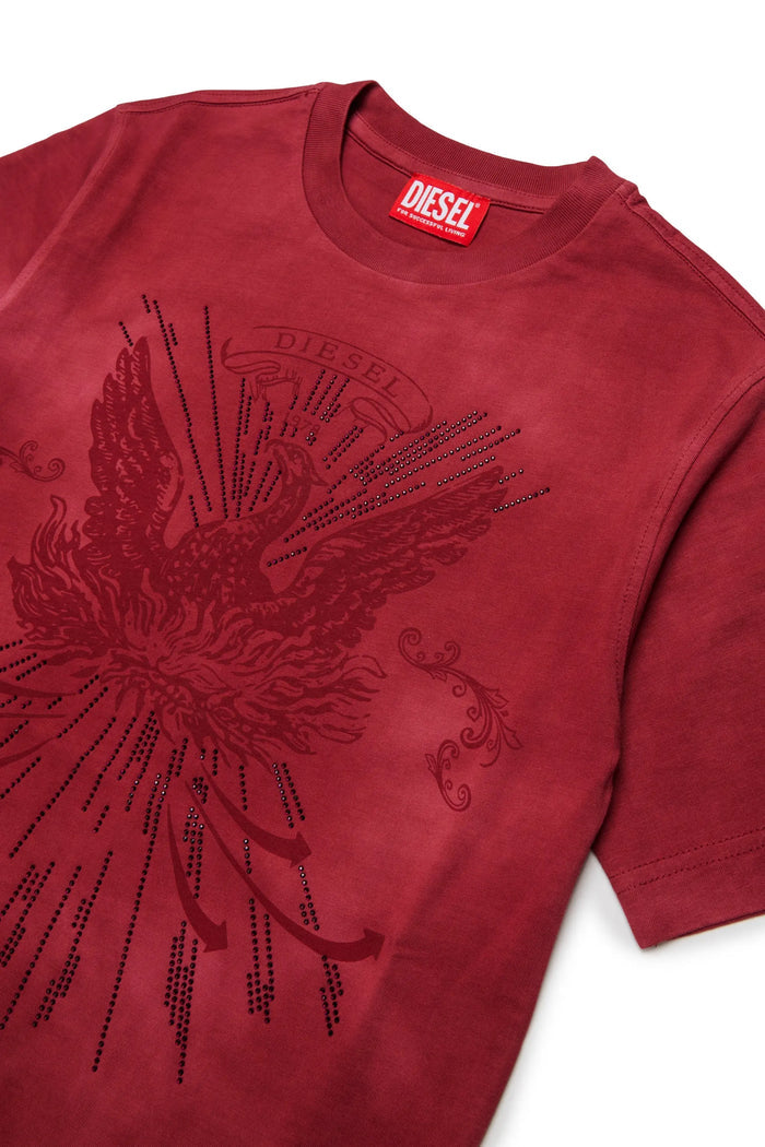 T-shirt with embellished phoenix motif