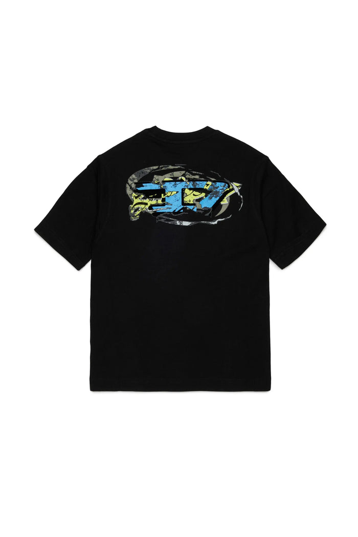 T-shirt with Oval D embroidery and flock print