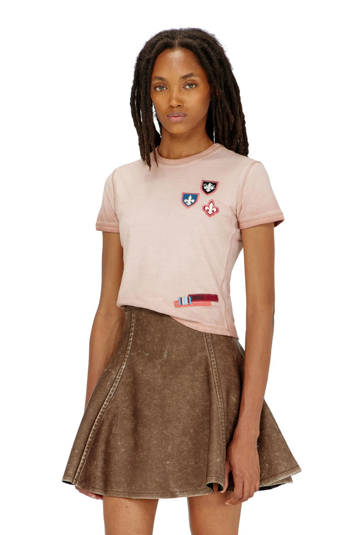 T-shirt with patches and microwaffle sides