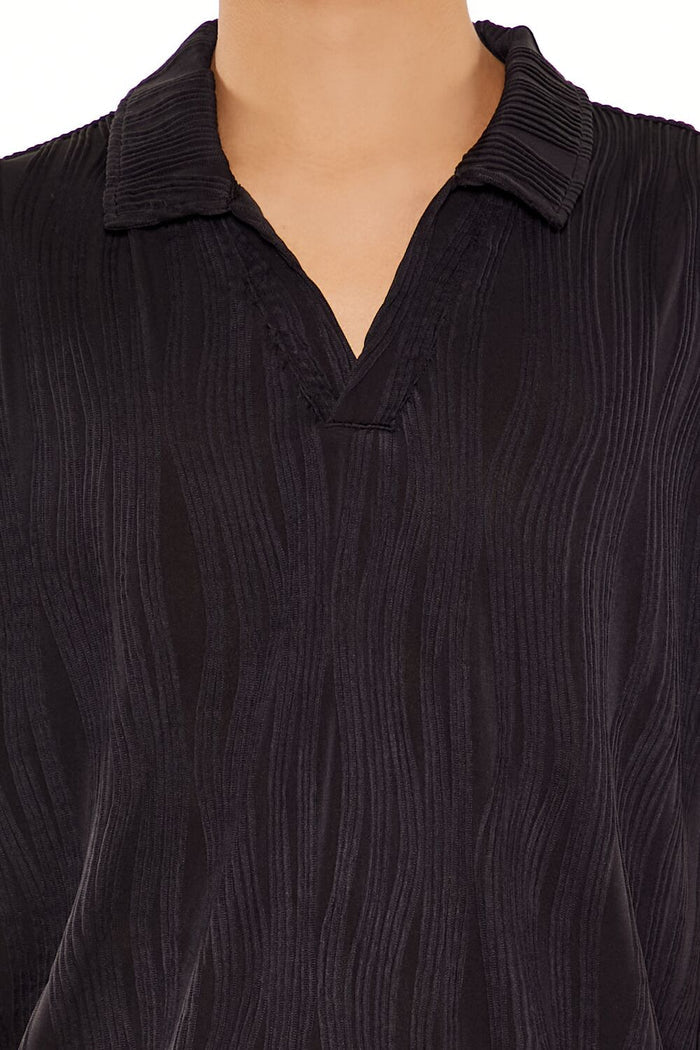 Textured Slim-Fit V-Neck Polo Shirt