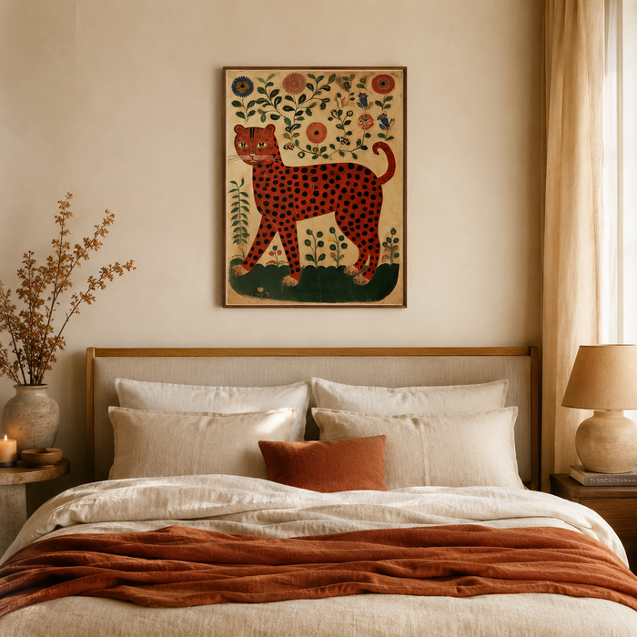 The Folk Leopard — A Naive Art Portrait