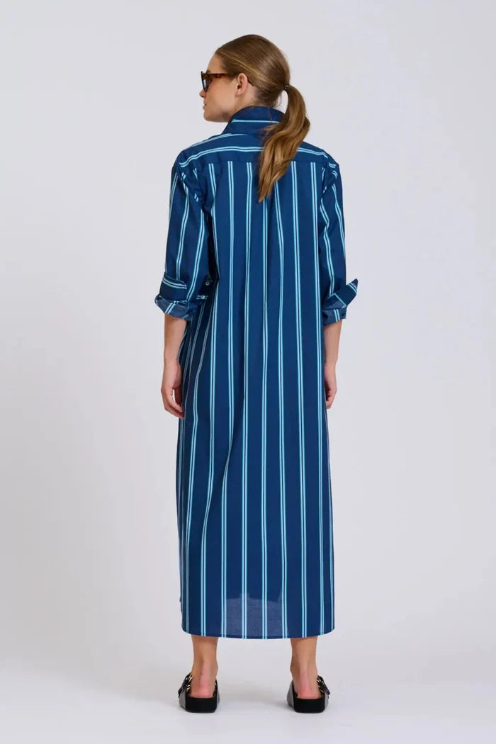 Shirty Luna Oversized Shirt Dress Navy Green Stripe