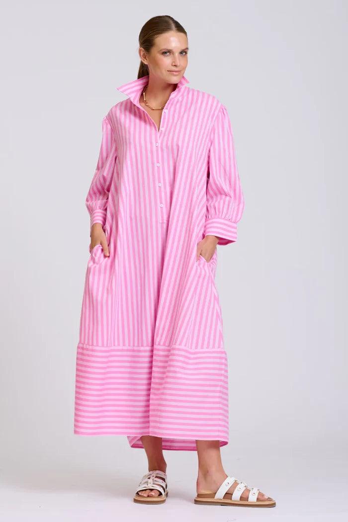 The Martha Dress - Double Pink Stripe