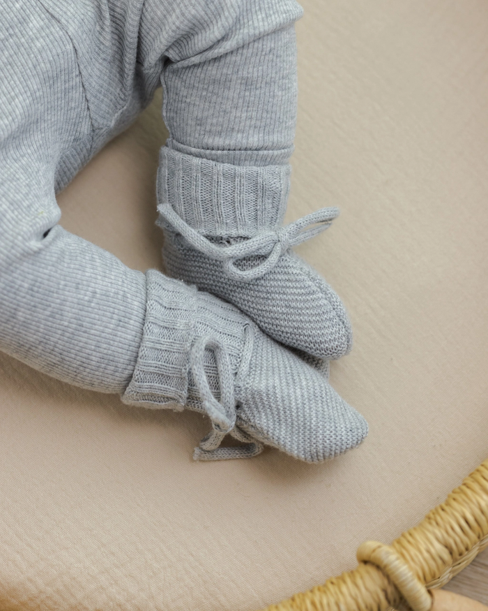 The Welcome, Quincy Mae Knit Booties Heathered Dusty Blue