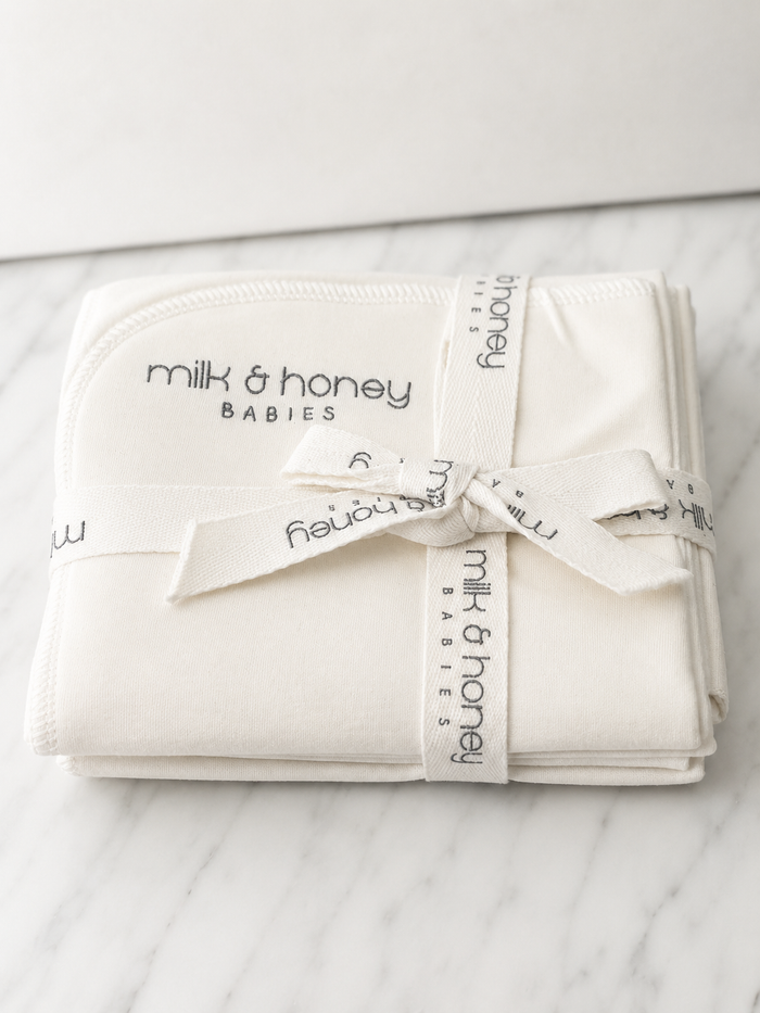 The Welcome, milk & honey babies Organic Burp Cloths, set of four