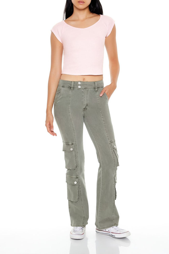 Thermal Cap-Sleeve Cropped Tee