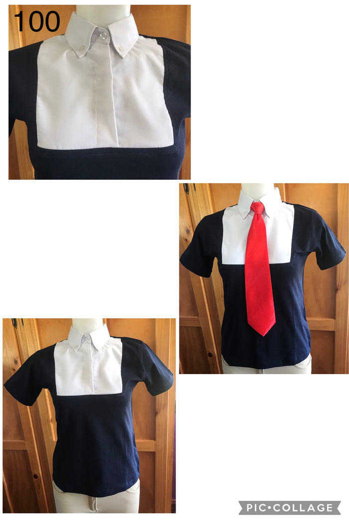 Tie Shirt/ T-Shirt Navy With White Front “NEW"  (100) Adults