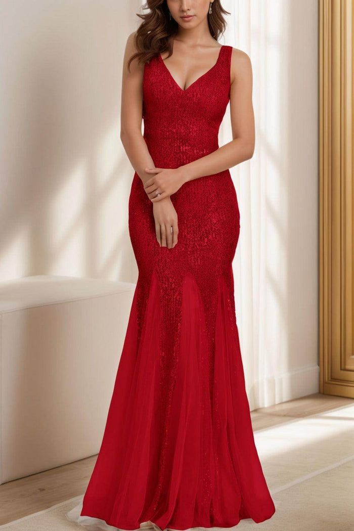 Trumpet-Mermaid Floor Length Sequined Prom Dress CS0426 - COCOMELODY